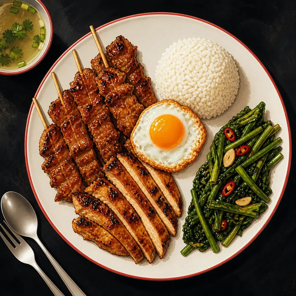 A Thai plate portioned to hit the day's numbers